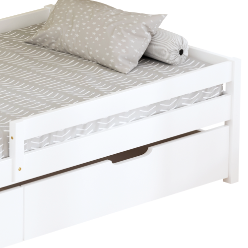 Posteľ s úložným priestorom, 90x200, biela, MIX NEW